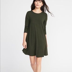 Old Navy Army Green with Black Strips Dress Size M